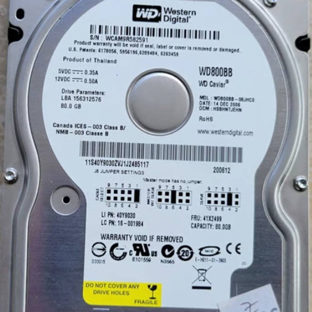 Western Digital 80 Giga IDE Hard Drive